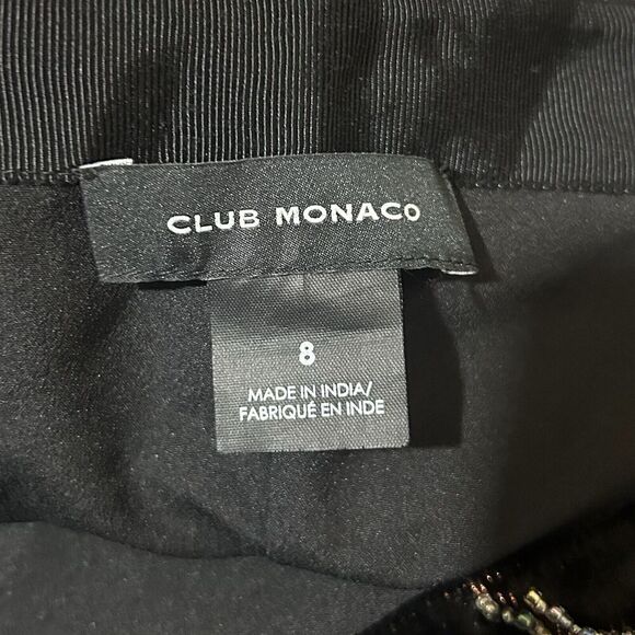 Club Monaco Skirt 8 Black Velvet Beaded Animal Print Whimsigoth A-Line Mini - Picture 8 of 10